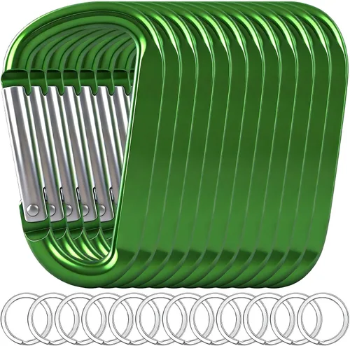 Miniatura 17 de 12 clips de mosquetón para llavero, clip de aluminio de 3 pulgadas, hebilla de gancho de mosquetón sin bloqueo en forma de anillo D, herramienta