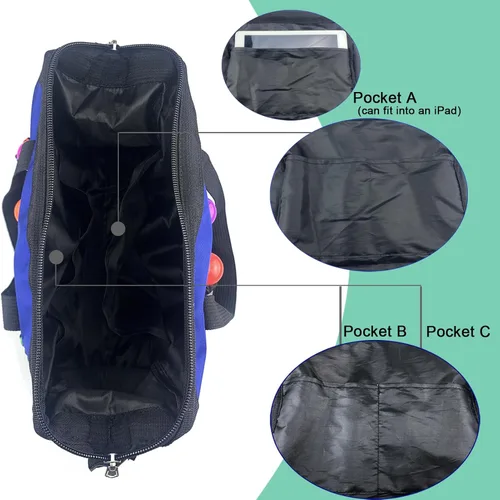 Miniatura 7 de Bolsa de Bingo Daubers con 8 bolsillos de gran capacidad, bolsa de transporte de viaje con cremallera, bolsa de maquillaje, regalo para amantes