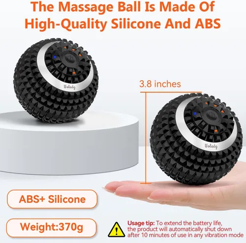 Miniatura 4 de Pelota de masaje vibratoria, rodillo de masaje de yoga de alta intensidad de 4 velocidades, alivia la tensión muscular, bolas de masaje de presión
