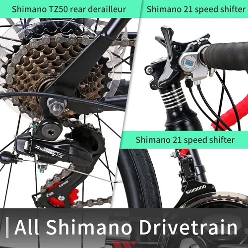 Miniatura 3 de EUROBIKE Bicicleta de carretera,Ruedas 700C Frenos de disco de 21 velocidades,Bicicleta para hombre o mujer,Marco de 21.3 in/19.3 in