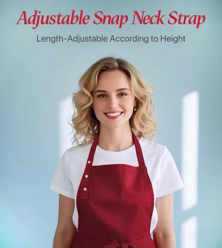 Miniatura 3 de Delantal de cocina para mujer y hombre, resistente al agua, para artista, barista, hornear, manualidades, catering, trabajo, con babero y grandes