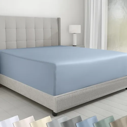 Miniatura 11 de California Design Den - Sábana bajera ajustable de algodón de 600 hilos, con bolsillo profundo elástico