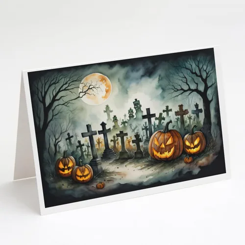 Miniatura 81 de Caroline's Treasures DAC2223GCA7P - Tarjetas de felicitación y sobres de Halloween espeluznantes de gato negro, paquete de 8 tarjetas en blanco