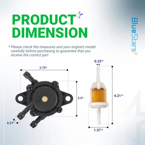 Miniatura 3 de BlueStars 808656 491922 Bomba de combustible con filtro de combustible, compatible con 691034 692313 808492 Kawasaki 49040-7001 Kohler 24 393 04-S