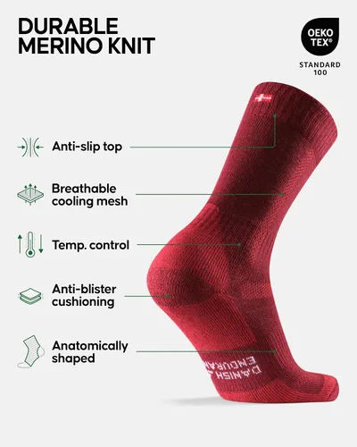 Miniatura 2 de DANISH ENDURANCE Calcetines de senderismo de lana merina, acolchados, para hombres, mujeres y niños