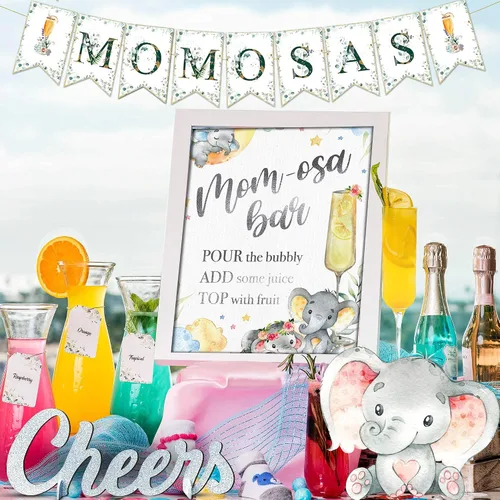 Miniatura 8 de Kit de barra de elefante Momosa, decoración de baby shower de elefante para niños y niñas o fiesta de revelación de género neutro, decoración