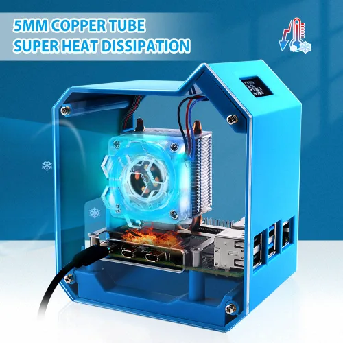 Miniatura 8 de GeeekPi Kit de mini torre con fuente de alimentación QC3.0 para Raspberry Pi 4, Pi 4 con enfriador de torre ICE, módulo OLED de 0.96 pulgadas