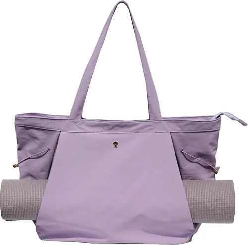 Miniatura 14 de ESVAN Bolsa de yoga para mujer, bolsas de hombro con cordón para oficina, entrenamiento, viajes, transporte, pilates, gimnasio y playa Púrpura