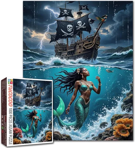 Miniatura 31 de Rompecabezas de 1000 piezas para adultos, rompecabezas de barco pirata para desafiantes juegos de actividades familiares, rompecabezas de arte