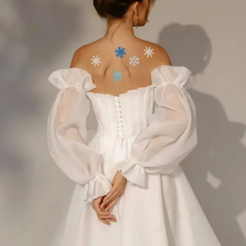 Miniatura 3 de Tatuajes temporales de copos de nieve con purpurina, 48 calcomanías de copo de nieve de invierno, accesorios de ropa lindos para cuerpo, cara