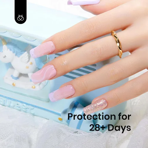 Miniatura 6 de Beetles - Esmalte de uñas en gel base rosa, 1 unidad, 0.5 onzas líquidas: color rosa desnudo 5 en 1, esmalte pastel constructor, punta francesa