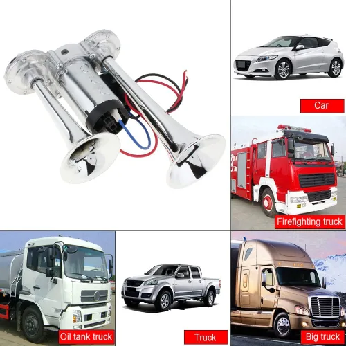Miniatura 8 de Bocina de aire de 12V para camión, kit de bocina eléctrica súper fuerte de 600DB con doble trompeta y compresor para coches, camiones, trenes