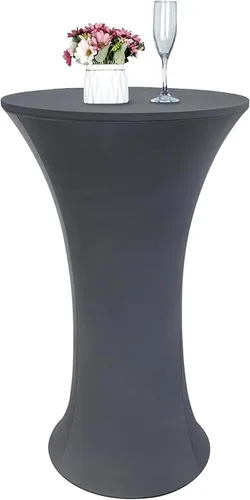 Miniatura 9 de Mantel de Mesa de Cóctel de Spandex Negro de 24x43 Pulgadas Ajustado Mesa de Bar Redonda Elástico Cubiertas de Mesa de Cóctel Highboy para Banquete