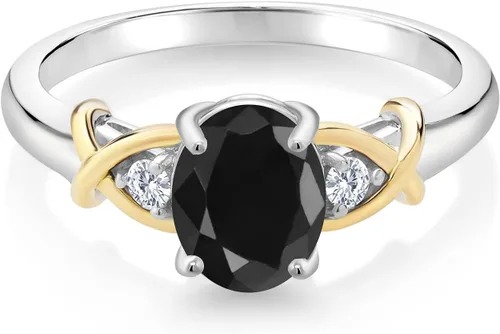 Miniatura 19 de Anillo de compromiso de oro amarillo de 10 quilates y plata 925 con piedra natal y diamantes cultivados en laboratorio para mujer, ovalado de 0.315