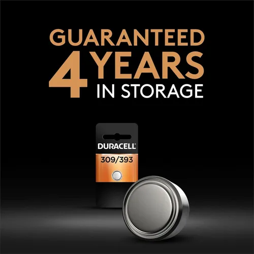 Miniatura 4 de Duracell Batería de botón de óxido de plata 309/393, paquete de 1, batería 309/393 de 1.5 voltios, larga duración para relojes, dispositivos