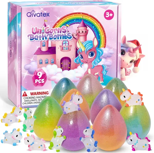 Miniatura 9 de Qivatex Bombas de baño para niños con juguetes de dinosaurios en el interior, paquete de 9 bombas de baño de dinosaurios orgánicos naturales