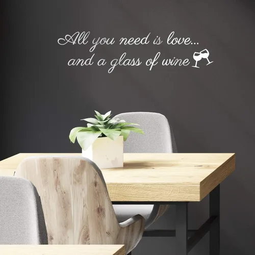 Vinilo decorativo para pared, diseño de texto en inglés «All You Need is Love and A Glass of Win», 7.9 x 30 pulgadas, para adultos, humor, beber,