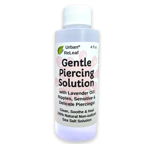 Urban ReLeaf - Solución suave para piercings con aceite de lavanda | Pezones, sensibles y delicados, sal marina 100% natural, limpia y calma después