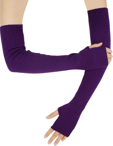Miniatura 60 de Guantes cálidos de cachemira de brazo largo para mujer, guantes de invierno acogedores sin dedos, calentadores de brazos suaves, gran regalo