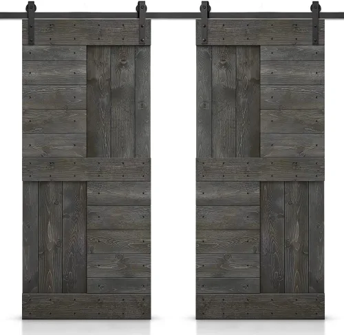 Miniatura 78 de TMS Serie N - Puerta corrediza interior de madera de pino anudada con kit de herrajes deslizantes (32 x 84 pulgadas, blanco)