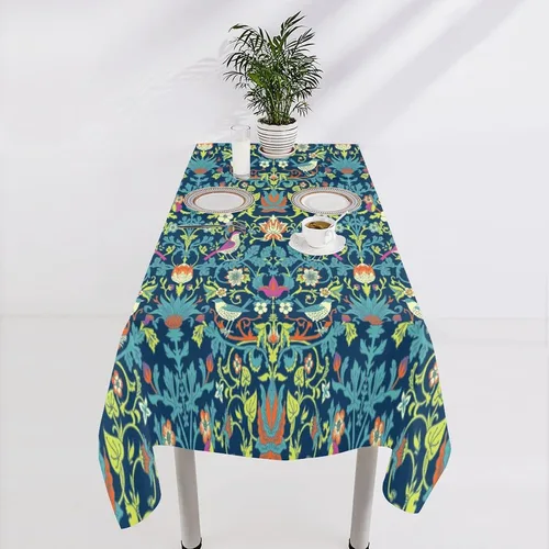 Miniatura 306 de Mantel Floral Retro de Pájaros, Diseño Original Bohemio William Morris Estampado Cubierta de Mesa para Hogar Picnic Fiesta Comedor Cocina William
