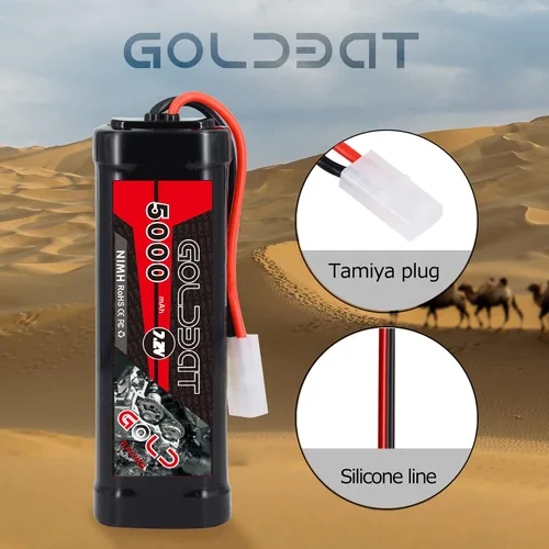 Miniatura 4 de GOLDBAT 5000 mAh 7.2 V NiMH batería con conector Tamiya para RC coche RC camión RC barco LOSI asociado HPI Kyosho Tamiya Quadcopter Drone Hobby