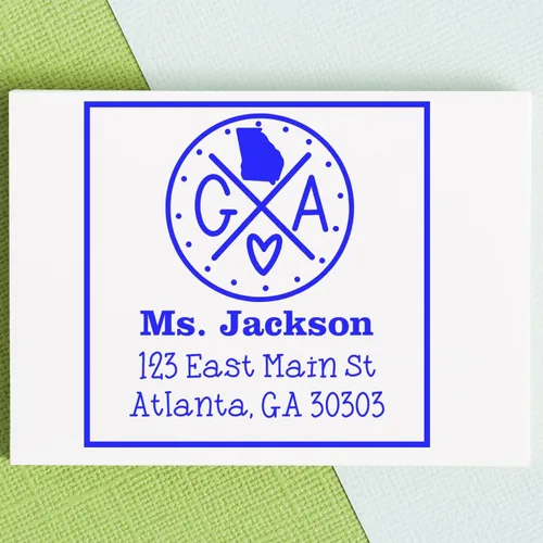 Miniatura 90 de Sello entintado moderno con nombre y dirección del estado de Alabama – Sello de dirección de devolución personalizado para invitaciones de despedida