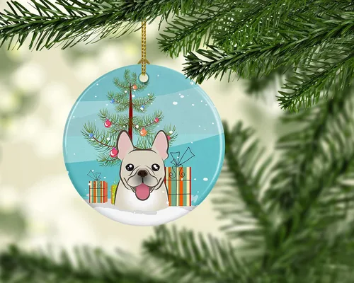 Miniatura 2 de Caroline's Treasures Adorno de cerámica para árbol de Navidad y bulldog francés, decoración colgante para el hogar, Navidad, vacaciones, fiesta