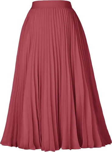 Miniatura 182 de GRACE KARIN - Falda plisada de gasa para mujer, con cintura alta y elástica, vuelo, corte acampanado y longitud por debajo de la rodilla