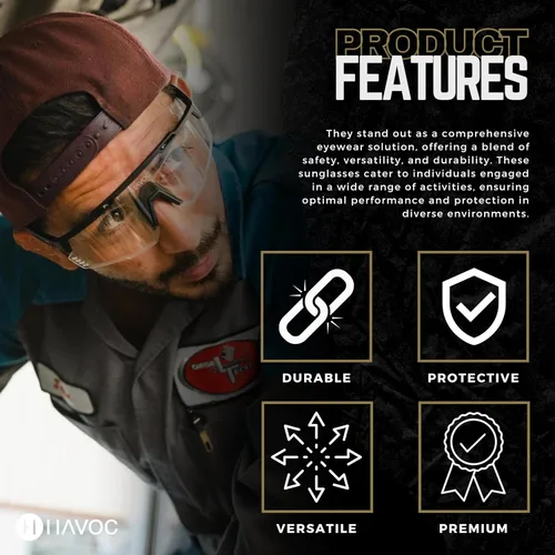 Miniatura 4 de Havoc Racing Reaper - Gafas de sol de seguridad Z87+, protección UV400 de grado táctico, persianas antisudor Humo