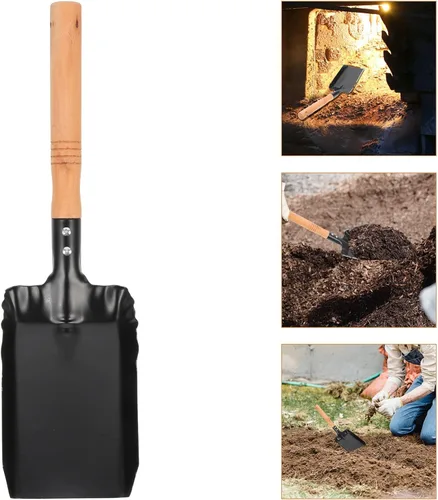 Miniatura 7 de Pala de ceniza de metal con mango de madera, pala de carbón, pala de jardinería para estufa de leña, 4
