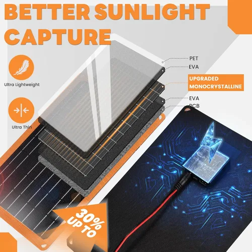 Miniatura 7 de FieryRed Cargador y mantenedor de batería de coche con panel solar de 10 W y 12 V, cargador de goteo impermeable con controlador integrado, enchufe
