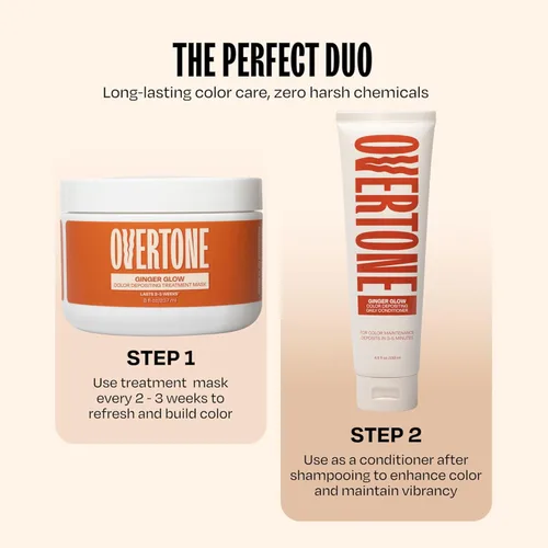 Miniatura 5 de Overtone Acondicionador de color semipermanente para el cabello, brillo jengibre, 8 onzas, nutritivo, sin daños, máscara de depósito