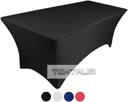 Miniatura 4 de TEKTRUM Mantel elástico rectangular de 8 pies de largo, para jacuzzi, para feria comercial, tela de alta calidad (negro)