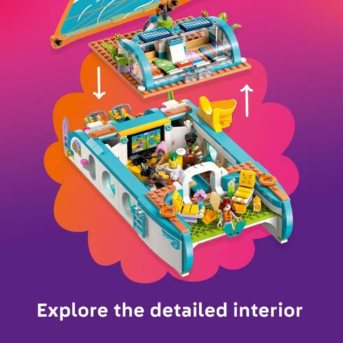 Miniatura 3 de LEGO Friends 42664 - Juguete de construcción de aventura de viaje, barco de juguete con figuras de delfines juguetones y 4 minidollos, idea