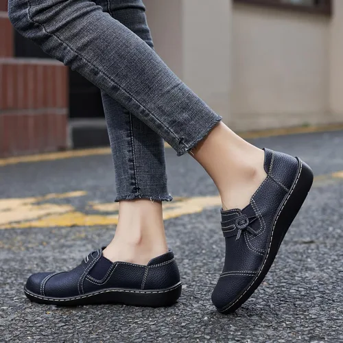 Miniatura 7 de LAZYPOP Mocasines de cuero clásicos y cómodos para mujer, bonitos zapatos de vestir informales, ligeros, para caminar, zapatos planos