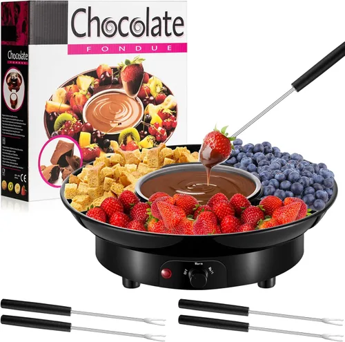 Miniatura 8 de Juego de ollas de fondue eléctricas Lallisa, kit de fondue de chocolate, máquina de fondue eléctrica, bandejas desmontables para servir con 4 Blanco