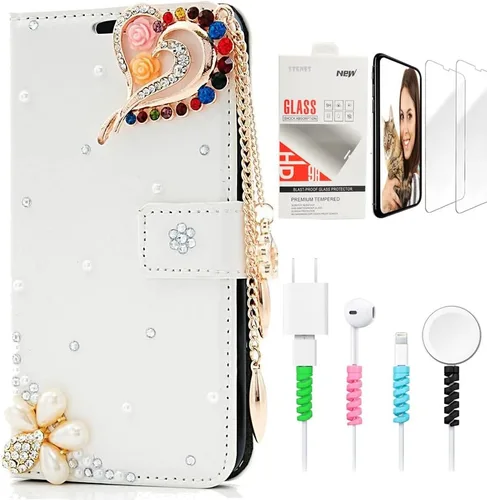 Miniatura 11 de Bling SSBLDwSPCPSeries-15 - Funda de piel con tapa y protector de pantalla y cable