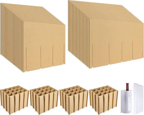 codree 4 Kits de Embalaje de Vidrio - Divisores de Vidrio para Cajas de Mudanza - Cajas de Embalaje de Cristalería Divisores Corrugados con 48 4