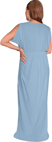 Miniatura 4 de KOH KOH Vestido largo de verano de maternidad con cuello en V y manga corta para mujer