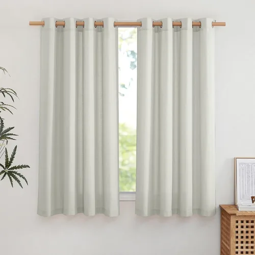 Miniatura 251 de NICETOWN Cortinas de lino natural con textura de lino para dormitorio, mezcla de lino rústica con ojales en la parte superior, semitransparentes