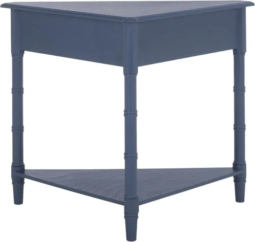 Miniatura 8 de SAFAVIEH Muebles - Mesa esquinera Gomez con 1 cajón, color azul, madera maciza, diseño clásico de almacenamiento de esquina, ideal para entrada