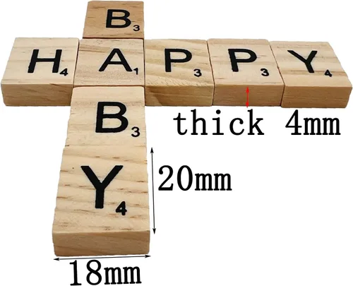 Miniatura 3 de 200 piezas de azulejos de letras de madera, azulejos de madera para manualidades, decoración de regalos de madera, hacer posavasos del alfabeto
