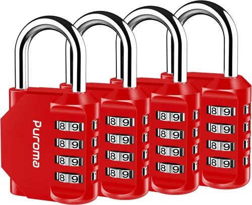 Miniatura 33 de Puroma Paquete de 2 Candado de Combinación para Casillero de 4 Dígitos al Aire Libre Impermeable para Escuela, Gimnasio, Deportes, Cerca, Caja