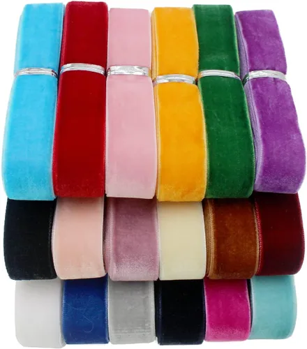 Miniatura 10 de Cinta de terciopelo de una sola cara de 36 yardas de 1 pulgada para envolver paquetes, hacer clips para el pelo, costura, diademas de bebé