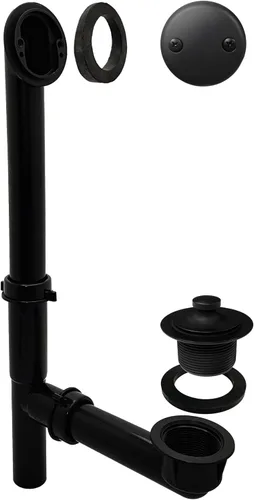 Westbrass 597144-62 Conjunto de desbordamiento y desbordamiento tubular de polietileno de 14 pulgadas con placa frontal de 2 agujeros y tapón de
