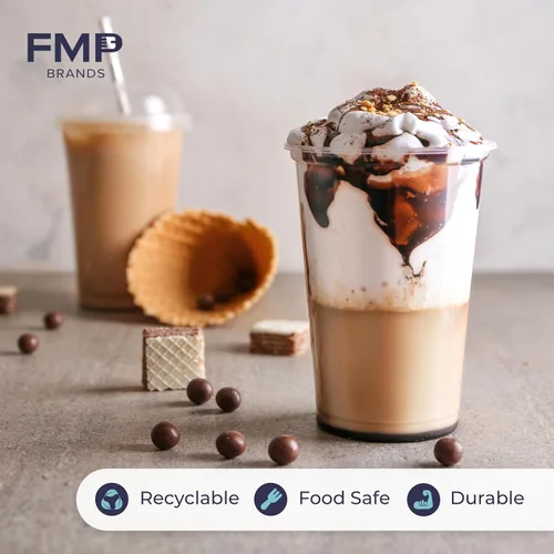Miniatura 5 de Fit Meal Prep Paquete de 50 unidades de 12 oz Tazas de café desechables de plástico con tapas en forma de domo, tazas de café para llevar con tapas