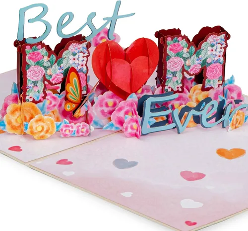 Paper Love Best Mom Pop Up - Tarjeta de felicitación para el día de la madre hecha a mano en 3D, tarjetas de felicitación para el día de la madre, 5