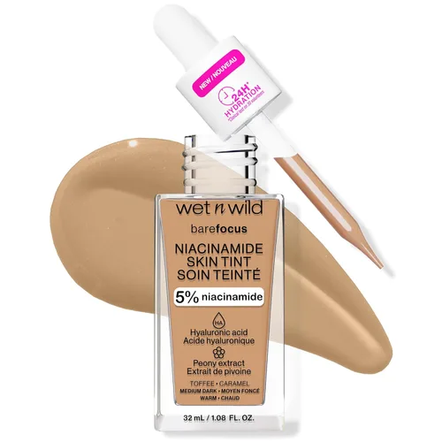Miniatura 39 de wet n wild Bare Focus Tinte para la Piel, Enriquecido con 5% Niacinamida, Cobertura Ligera Transparente Modulable, Acabado Radiante Natural, Claro