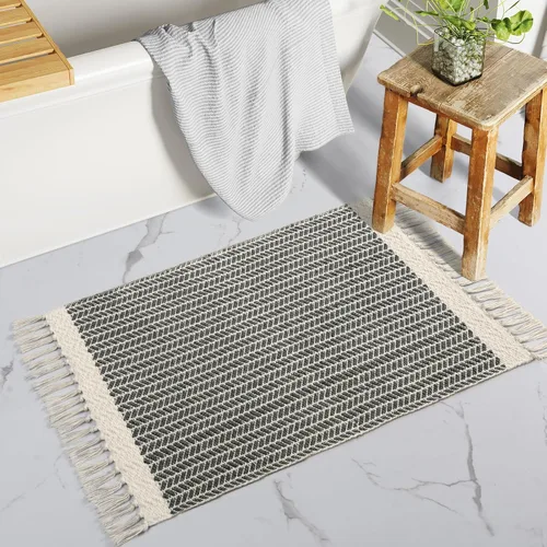 Miniatura 44 de Lahome Alfombras de baño bohemias, alfombra pequeña de 2 x 3 pies, alfombra ligera para entrada, alfombra de algodón tejida con borlas, alfombra